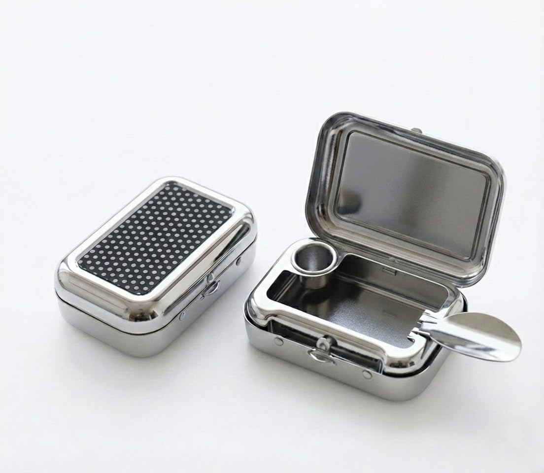 Mini Stainless Steel Ashtray with Lid -7