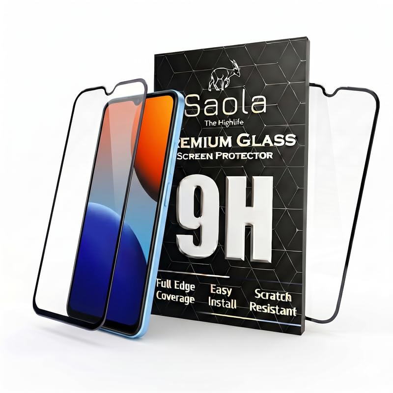 Image of Saola HD+ Oleophobic Tempered Glass Screen Protector For Tecno Spark 9T (Pack Of 2) with Free Installation Kit. Full screen Coverage - 6.6 inch