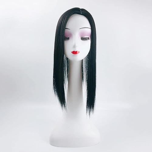 Miniatura 3 de YYDS Nature - Peluca de cabello sintético de mezcla recta, 18 pulgadas, con base de encaje, con clip, peluca de cabeza completa (parte izquierda 1b#