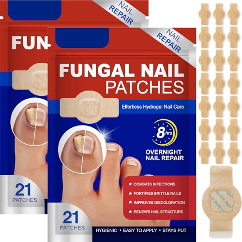 2 Pack Fungal Nail Repair Patches 42PCS Extra Strong 8-Hour Overnight Treatment for Damaged Toenails & Fingernails Restores Nail Strength & Appearance Breathable & Gentle Easy At-Home Care