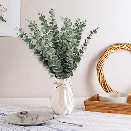 18" Eucalyptus Stems 24Pcs, Real Touch Fake Eucalyptus For Flower Arrangements, Artificial Eucalyptus Leaves Faux Greenery Branches Bulk For Home Office Centerpiece Wedding Bouquet Decoration #TOP3