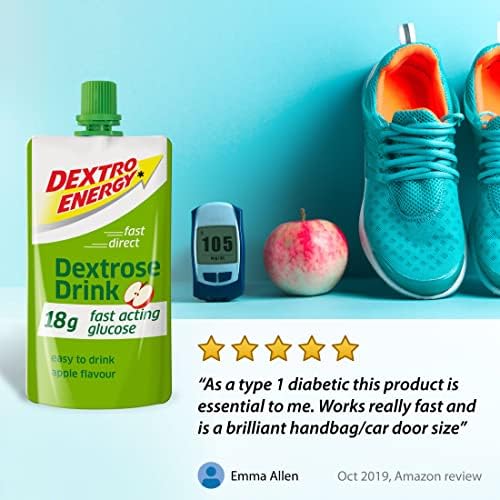Dextro Energy Dextrose Drink, Apple, Liquid Glucose, Alternative to Glucose Tablets, Pack of 24