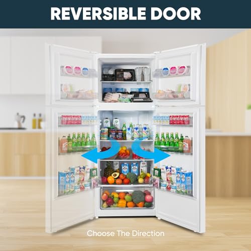 image for Upstreman 14.7 Cu.Ft. Double Door Refrigerator in White Steel with Lar