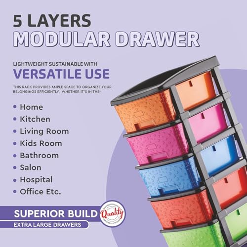 Image of 5XL Plastic Modular Drawer System for Home, Office, Hospital, Parlor, School, Doctors, Home and Kids, Product Dimension When assembeled