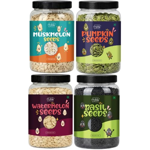 Image of LILA DRY FRUITS Seed Mix Basil Muskmelon Watermelon Pumpkin Seeds 100 g each