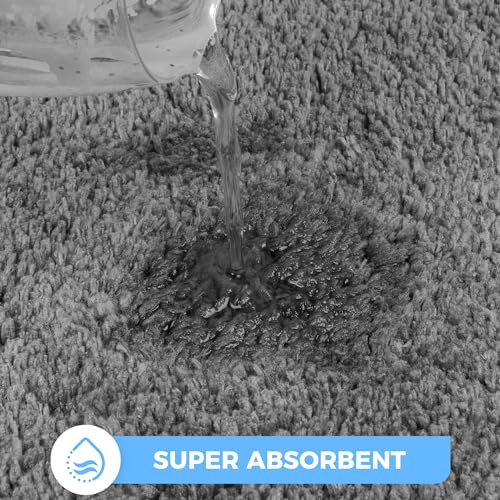 Sentidos Badematte Badteppich rutschfeste,weicher Badezimmerteppich Wasserabsorbierend maschinenwaschbar Badvorleger für Dusche, Badewanne, Toilette 60 x 100 cm Grau – Bild 6