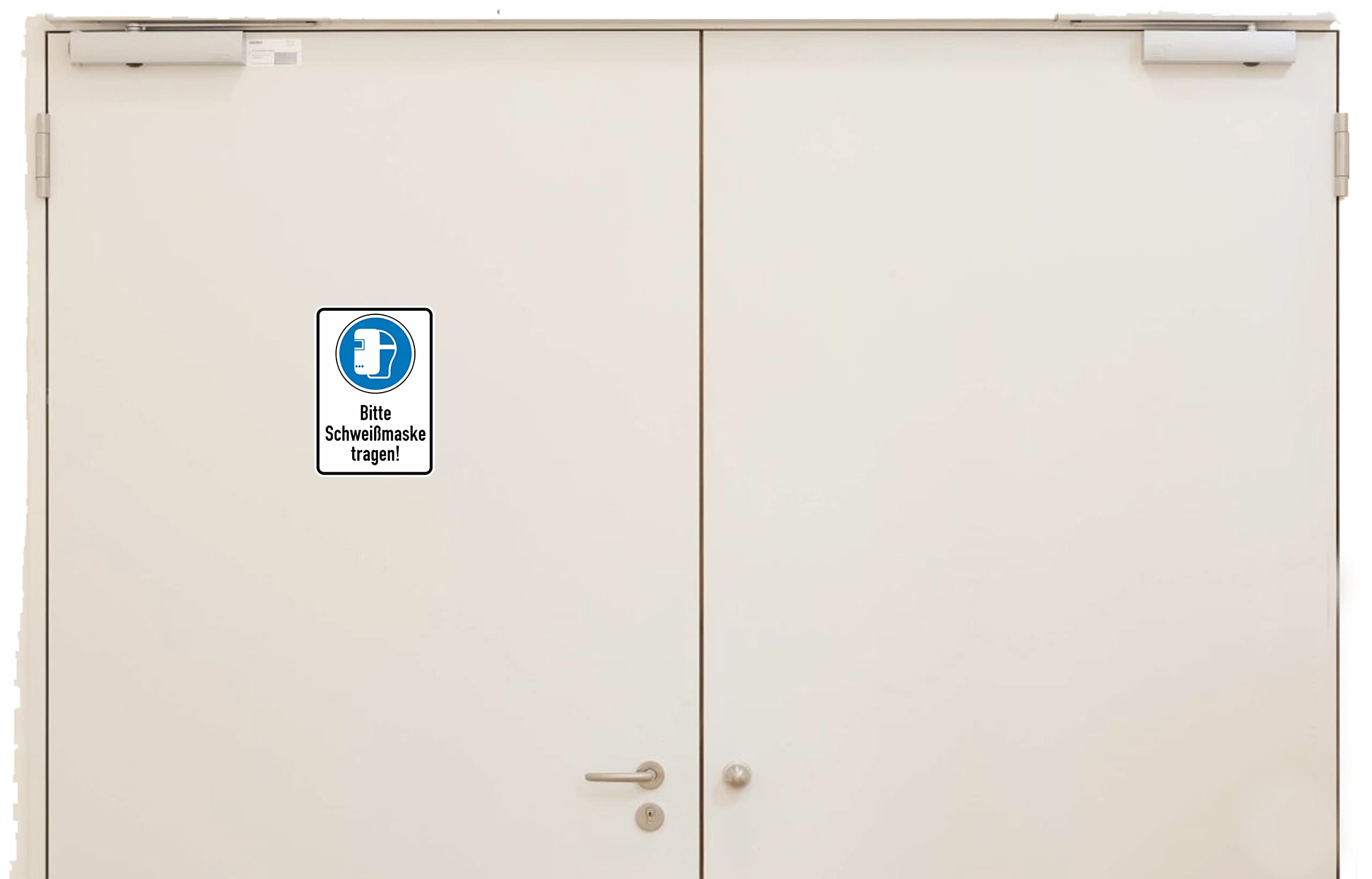 Daged Please Wear Welding Mask Sticker 23 x 16 cm Safety Sign Sticker T-146, White - Image 2