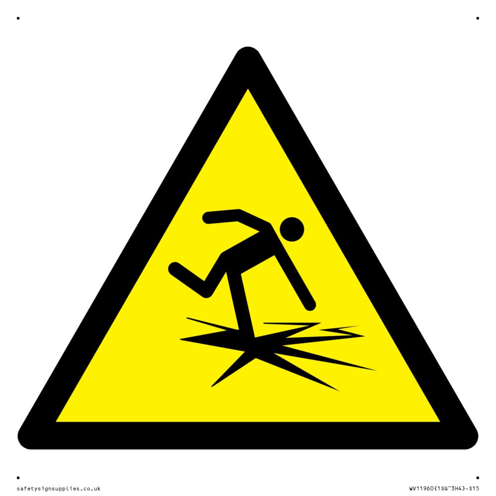 W043 Warning: Thin ice Sign - 150x150mm - S15