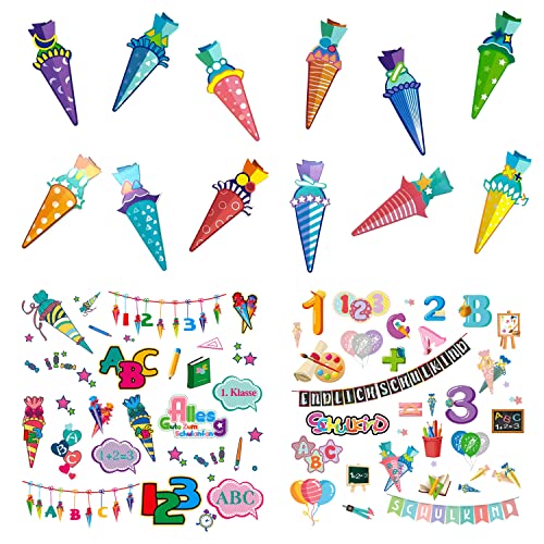 BOOMTOP Fensterbilder Bastelset Einschulung - 20-teiliges DIY Set Mit Buntglas-Effekt