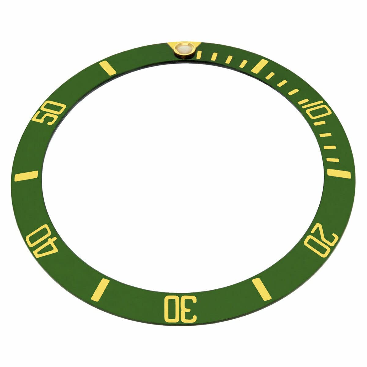 Ewatchparts REPLACEMENT BEZEL INSERT GREEN WITH GOLD FONT COMPATIBLE WITH WATCH 36.50MM X 30.40MM