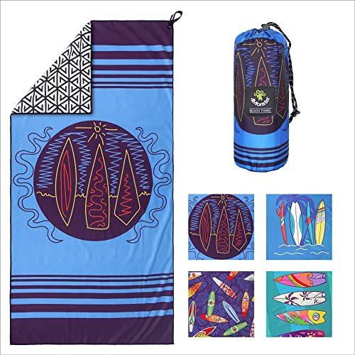 4Monster Quick Dry Beach Towel, Ultra Absorbent Microfiber Travel Towel, Lightweight & Compact for Beach, Swimming, Camping, Pool, Water Sports & Yoga