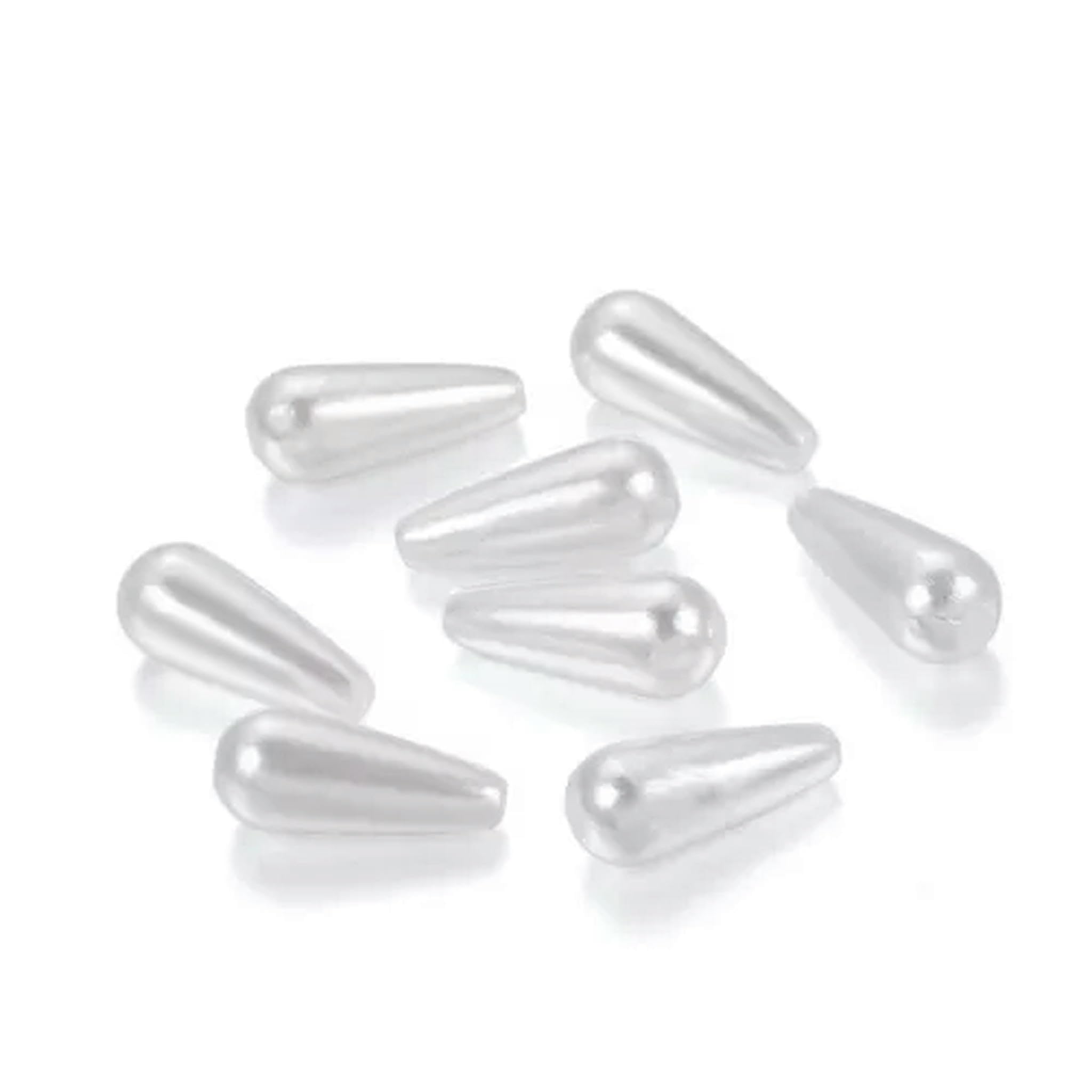 Perline distanziatrici a Goccia, Perle finte, Foro Dritto, Fai da Te, Bianche, 8x15 mm (400 pezzi/176 g)