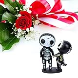Sugar Skull Decor, Sugar Skull Couple Statue,Dia De Los Muertos Decor, Halloween Desk Decor,Day of The Dead Decorations for Home,Sugar Skull Figurine Gift for Women (D)