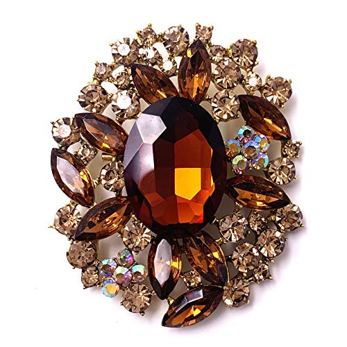 Image of Flower Brooch Pin Costume Jewelry Accessory Gold Tone