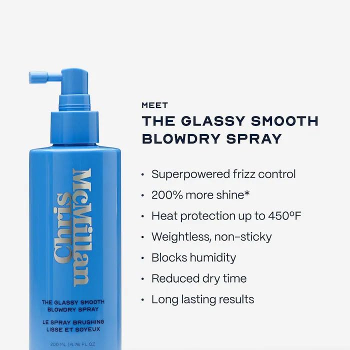 Chris McMillan - Mini Anti-Frizz Blowdry Spray for Smooth, Shine-Enhancing, Salon Results, Glossy Hair – Lightweight Heat Protectant Mist for Shine, Softness & Frizz Control, Travel Size