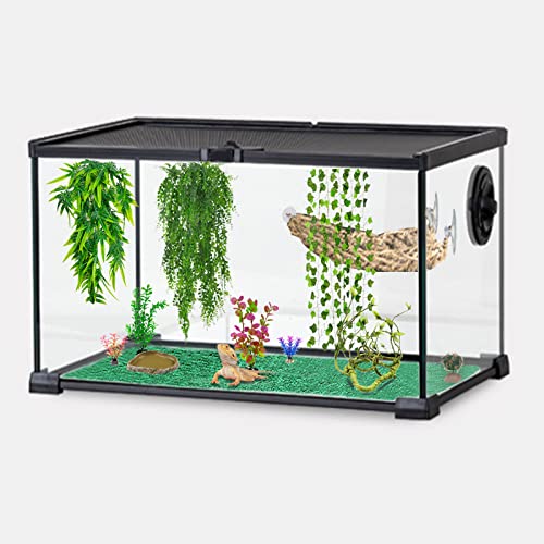 Mechpia 12 Pieces Bearded Dragon Tank Accessories, Reptile Hammock Plants And Vines Terrarium Branch Plants Habitat Decoration For Lizard Gecko Snake Hermit Crab #TOP4