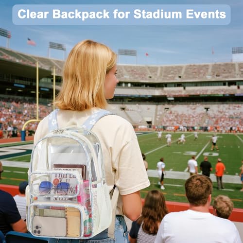 Image of BTOOP Clear Backpack Heavy Duty Transparent Backpack 17 inch See Through Bookbag for College Work Festival Security with Padded Strap Large Capacity