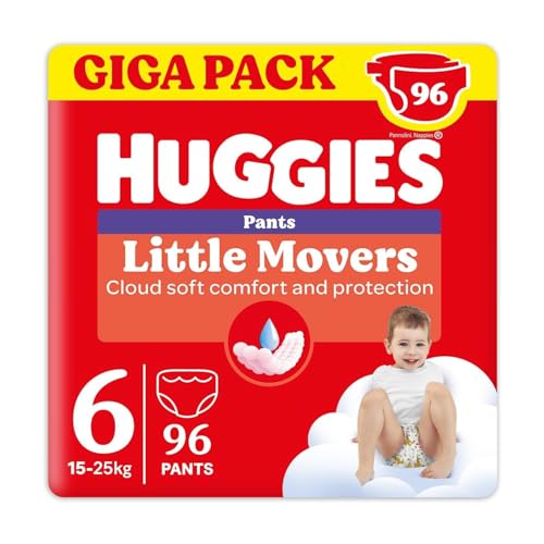 Huggies Little Movers Pañal Braguita para Bebé con Diseños Disney Talla 6 (15-25 kg), 2 Packs de 48, Total 96 Pañales