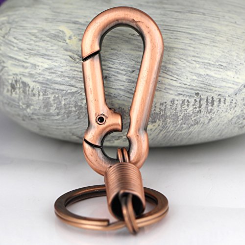 Image of maycom Retro Style Simple Strong Carabiner Shape Keychain Key Chain Ring Keyring Keyfob Key Holder (Copper)