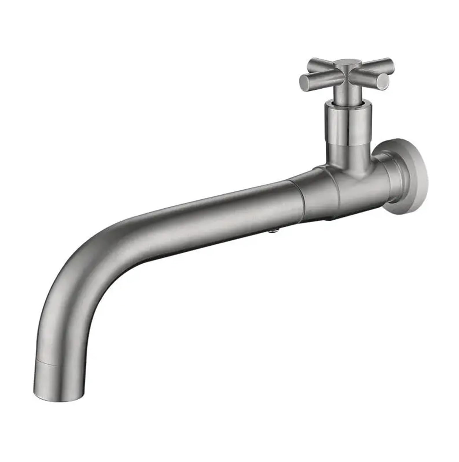 Robinet d'évier simple mural et pivotant à 360 degrés en acier robuste couleur argent