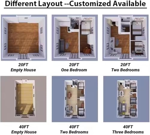 Prefabricated Tiny Houses to Live in for Adults, 20Ft Folding Expandable ContainerMobile Modular Tiny Homes for Sale Prefab with 1 2 3 4 Bedroom LivingRoom 1 Full Equipped Bathroom & Kitchen - Image 4