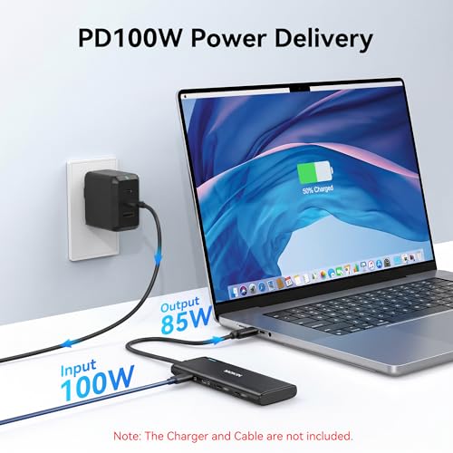 Image of USB C to USB C Hub Dual Monitor, USBC Splitter with 4K@60Hz DP Alt Mode Video Output, 10Gbps Data Transfer, 100W PD Charging, Dual Monitors Adapter for Laptop, Portable Monitor and More Type C Devices | USB C Video Splitter Multiport Adapter,10Gbps USB3.1 Data Transfer, 100W PD for Portable Monitor and More Type-C Devices