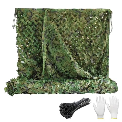 Red de Camuflaje Exterior Verde 4x6 2x3 3x3 3x4 4x4 8x10m Red de Sombra, Persianas de Malla Doble, Ligera Malla de Camuflaje para Decoración de Caza, Pergolas, Jardin, Protección Solar(W9.5xH17m)