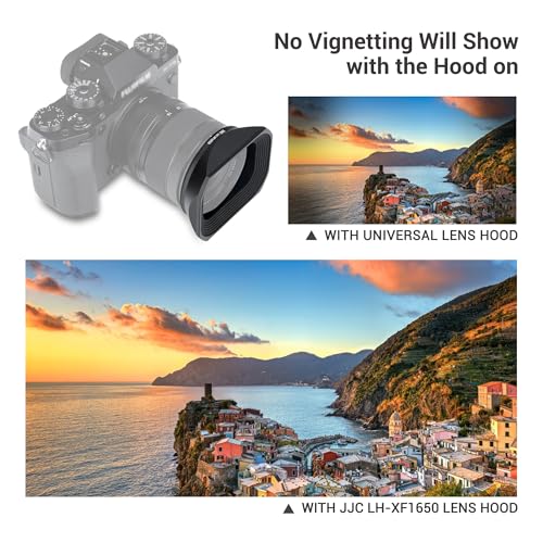 Image of JJC Metal Square Lens Hood for Fujifilm XF 16-50mm f /2.8-4.8 R LM WR Lens | Lens Shade for Fuji X-T5 X-T50 Camera with 16-50mm Kit Lens, for Fujinon XF 33mm F1.4 R LM WR Lens, with Protective Hood Cap