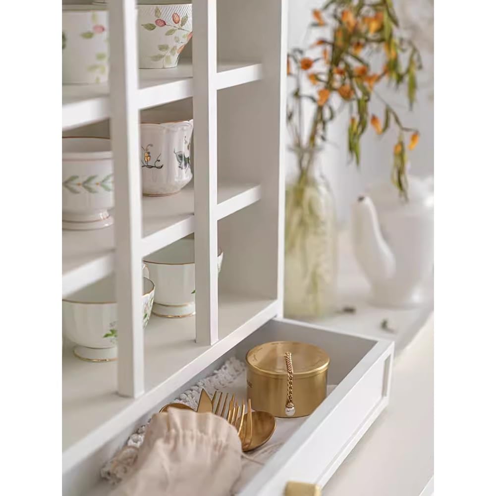 Suzile Kaffeetassen Regal - Rustikales Holz Wandregal 13x13x7.6cm Weiß