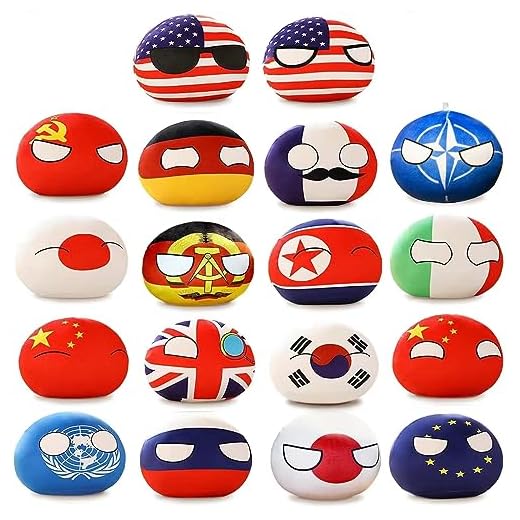 SLINGDA 15PCS Countryballs Polish Ball Plush Toy USA France Canada England Germany Japan China Short Plush Country Ball Plush Toy Mini Pillow Country Ball 4in