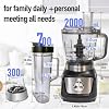 Procesador de alimentos y licuadora 2 en 1 de 8 tazas, licuadora de cocina todo en uno de 1000W para triturar hielo, batidos y masa, vaso para llevar de 24oz, cortador de papas fritas, apto para lavavajillas, negro 8