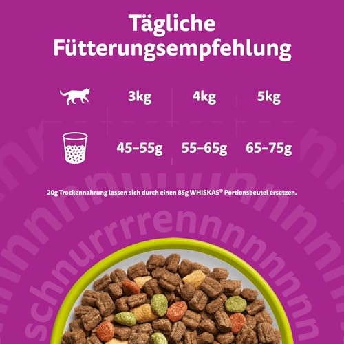 WHISKAS Trockenfutter für ausgewachsene Katzen 5 x 800g mit Lamm