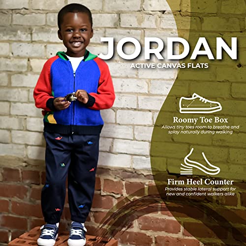 FOOTMATES Jordan Strap Canvas Flats Boys and Girls Shoes - Tennis Sneakers w/Wide Toe Box, Custom-Fit Insoles, Vulcanized Outsoles - for Infants, Toddlers, Little Kids, Ages 0-84