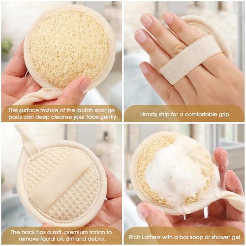 Exfoliating Loofah Sponge Pads Face loofa Brush 6 Pack 3.15 inches Made of 100% Natural Luffa Body and Facial Scrub Pad Personal Care Close Skin for Men and Women for Bath Spa and Shower - Image 4