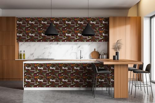 Inscripciones de cocina Wallfluent autoadhesivas en papel pintado mate decorativo de 100x50 cm 7