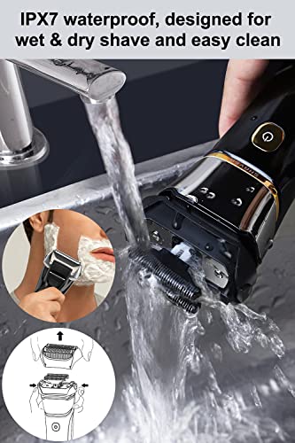Men's Foil Electric Shavers, Electric Razor For Men Cordless Usb-C Rechargeable Shaver With Pop-Up Trimmer, Waterproof Wet And Dry Foil Razor With Travel Pouch Led Display For Face Beard Style #TOP4