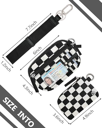 Image of Wallet Wristlet for Women, RFID Wallet Keychain with Dual Pocket | Nylon Wristlet Wallet with Coin Purse, ID Window, Card Holder and Small Wallet Design