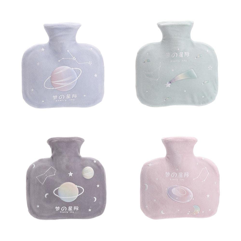 Borsa per acqua calda con copertura Planet Pattern 1000 ml in gomma per alleviare il dolore mani piedi più caldo regalo per donne ragazze - Mix - 4pc
