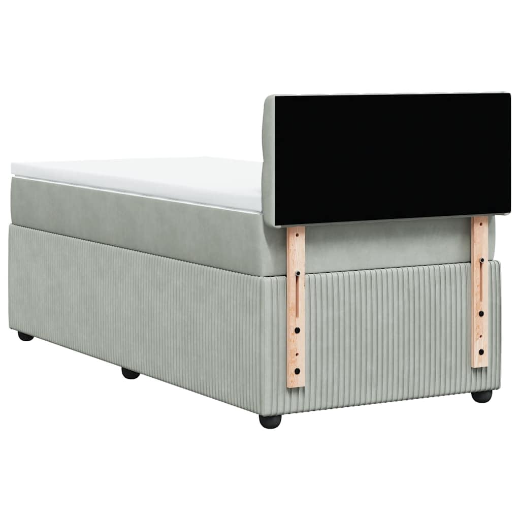 vidaXL Boxspringbett, Einzelbett mit Matratze Matratzenauflage, Bettgestell mit Lattenrost Kopfteil, Polsterbett Bett für Schlafzimmer, Hellgrau 90x200cm Samt