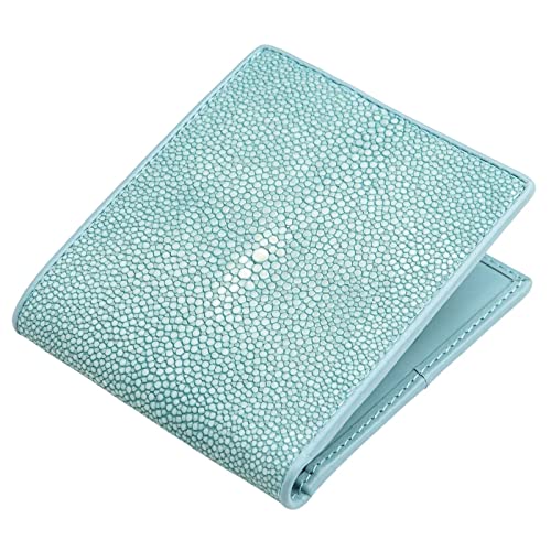 Blue Turquoise Polished Stingray Skin Leather Wallet2