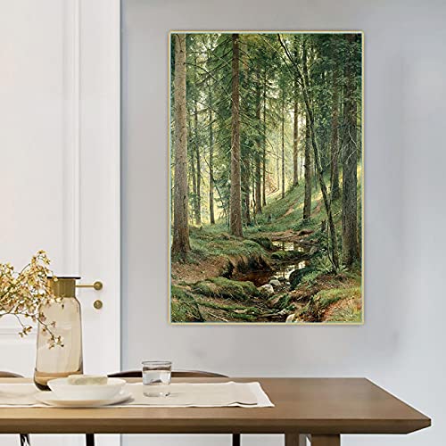 Amazon.co.jp: IvanShishkin《森の中の小川》キャンバス絵画インテリア
