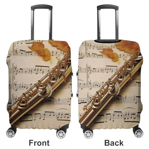 Flute Music Luggage Cover, Washable Elastic Suitcase Cover Protector Fit 18-32 Inch Luggage3