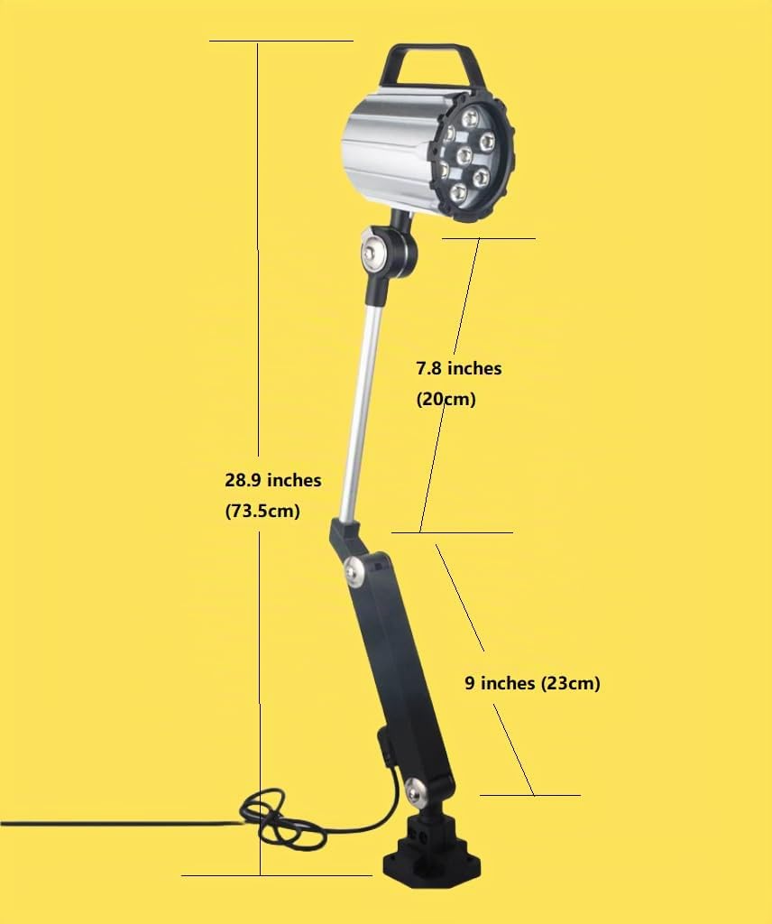 12W 220V illuminazione industriale regolabile in lega di alluminio impermeabile LED macchina luce di lavoro per tornio, fresatrice CNC, perforatrice - braccio lungo (12W)