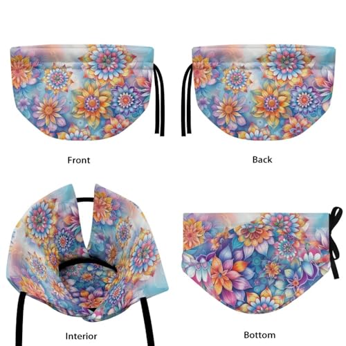 Image of Boho Flowers Dust Cover with Drawstring, Durable Dustproof Teapot Cozy Breakfast Warmer Tea Kettle Quilt for Home Kitchen Table, Red Christmas Decor