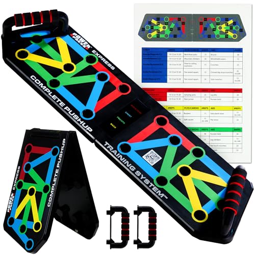 Power Press Express Push Up Board - Full Upper Body Workout Pushup Handles for Perfect Push-Up Form - Exercise Board for Men or Women - Adjustable to Target Certain Muscle Groups