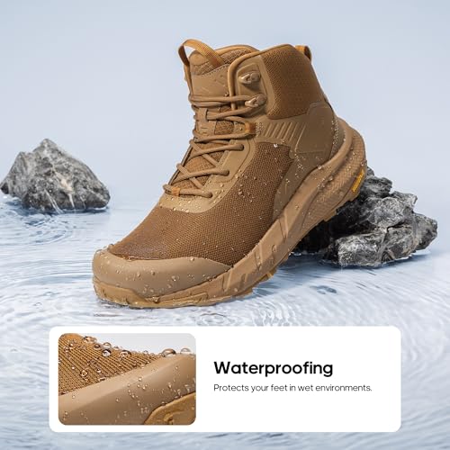Image of NORTIV 8 Men's Waterproof Military Tactical Work Boots Leather Motorcycle Combat Lightweight Non-Slip Hiking Boots for Men VaporGuard
