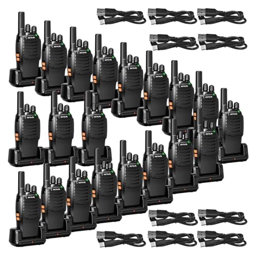 Retevis H-777 2 Way Radios Walkie Talkies Long Range, Rechargeable Two Way Radios, Hand Free Adults Walkie Talkies with Charging Base(Black, 20 Pack)