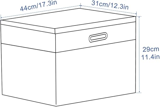 Storage Boxes with Lids, Storage Baskets for Shelves Foldable Fabric Storage Bins Organizer for Home and Office Light Brown and White Extra Large 44 x 31 x 29 cm 3 Pack