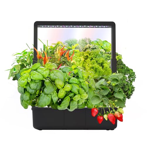 Kit de sistema de cultivo de verduras hidropónico, 15 cápsulas de jardín interior inteligente con luz LED de crecimiento, cultivador de hierbas ajustable en altura para cocina y regalos