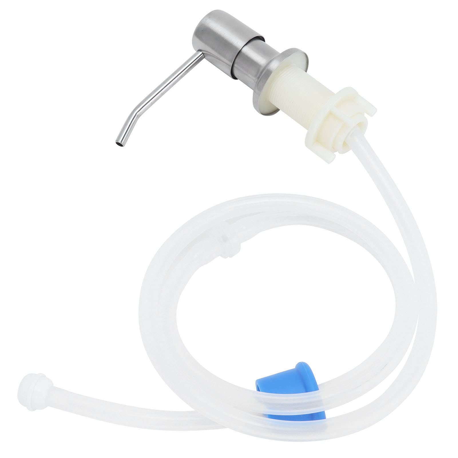 Kit de Tête de Pompe à Savon Évier de Cuisine en Acier Inoxydable Distributeur de Liquide Intégré avec Tube D'extension